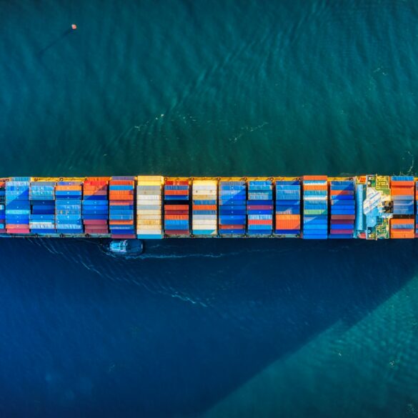 aerial view of boat on water